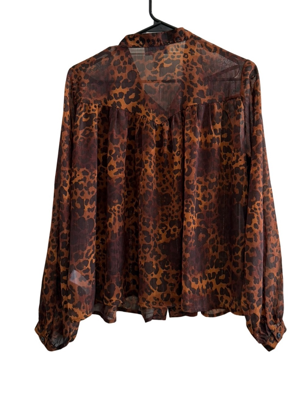 CALYPSO ST. BARTH Sheer Leopard Print Blouse Brown Size Medium - Picture 3 of 9